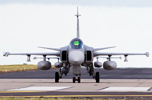 Máy bay chiến đấu JAS-39C Gripen của Không quân Thụy Điển.